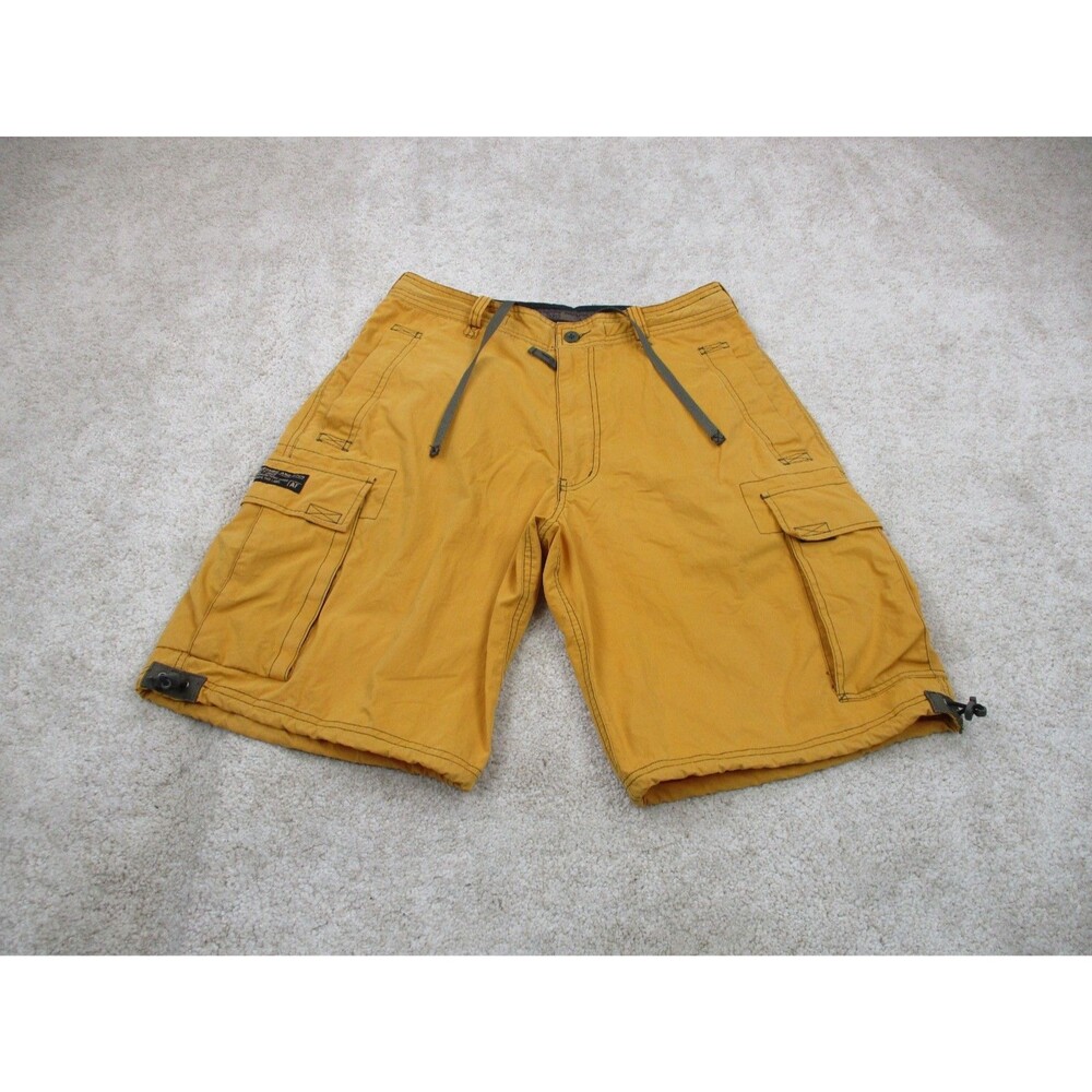 VINTAGE Abercrombie Fitch Paratroops Cargo Shorts Men Small Yellow Gorpcore Y2K
